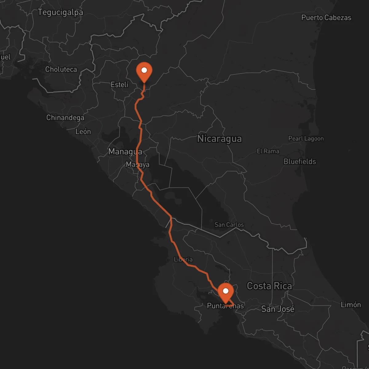 Ruta Jinotega - Puntarenas