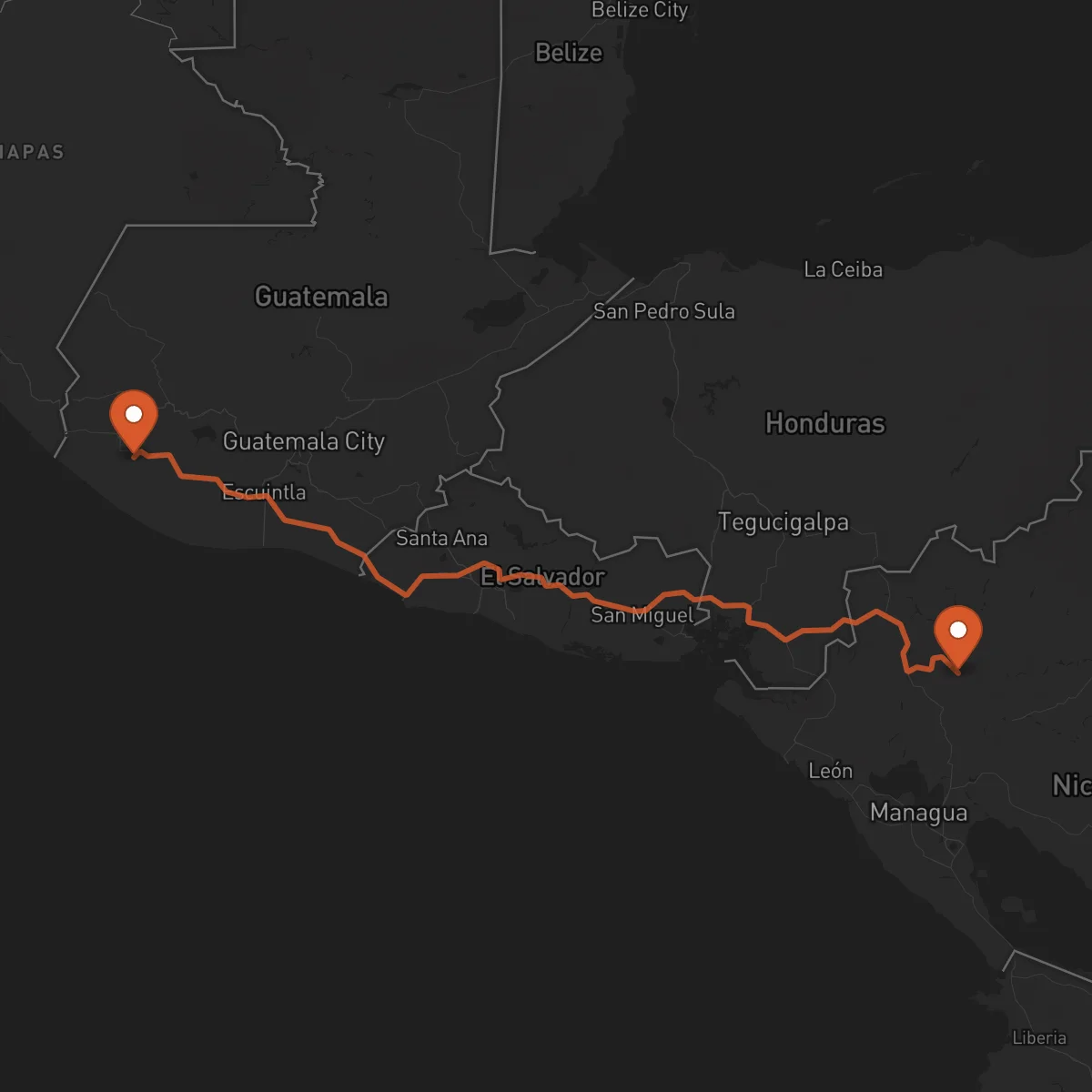 Ruta Jinotega - Retalhuleu