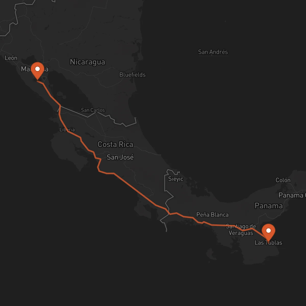 Ruta Las Tablas - Jinotepe