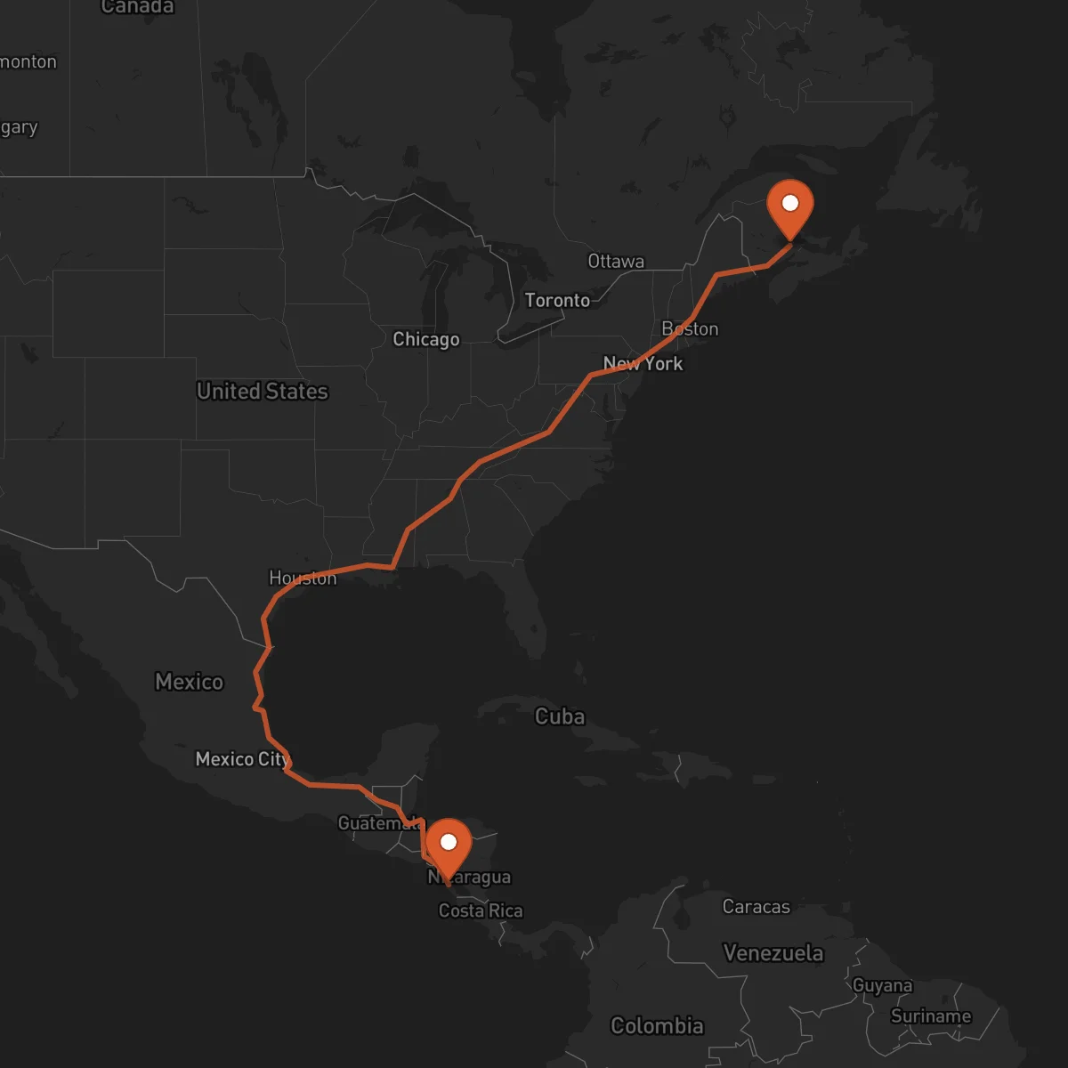 Ruta Moncton - Jinotepe