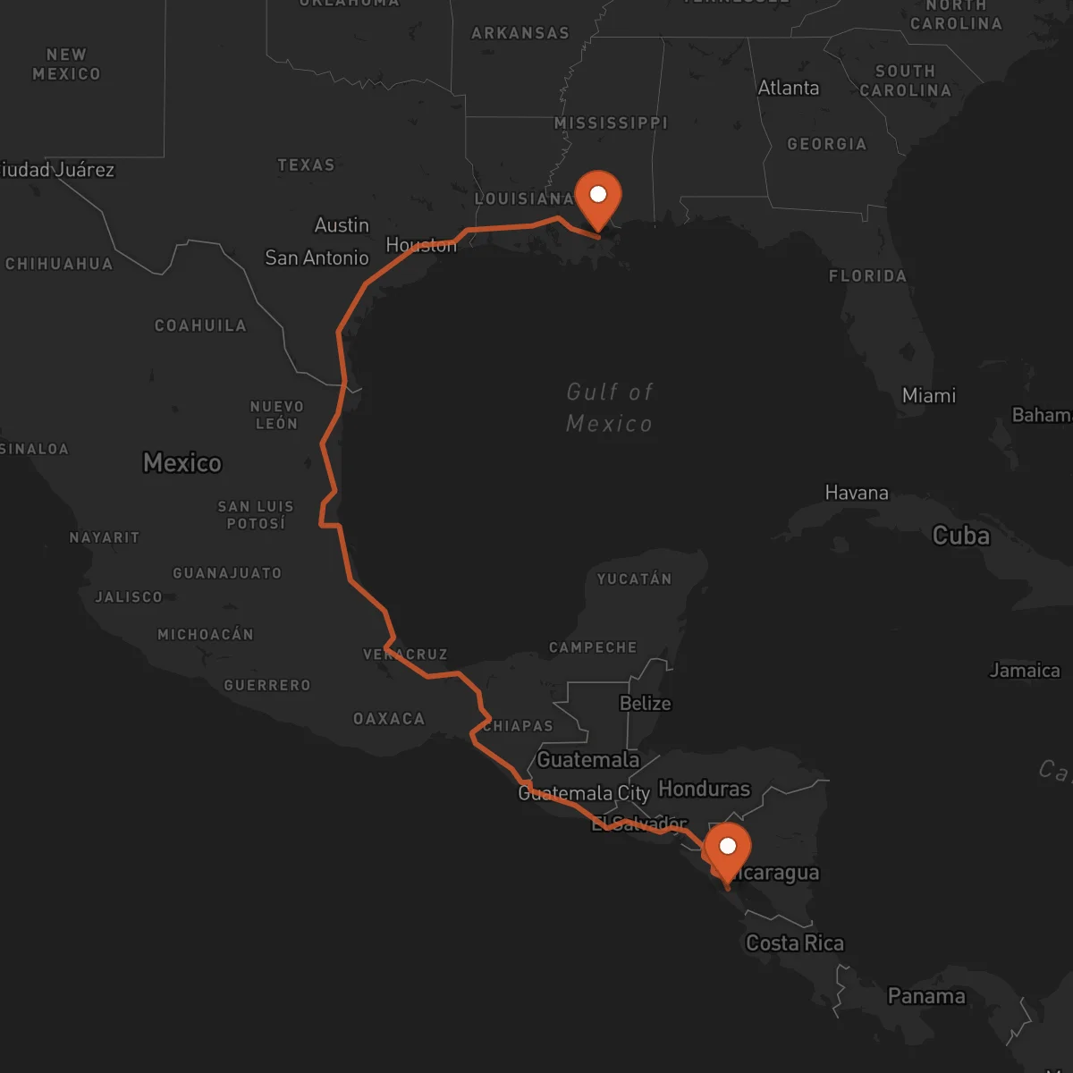 Ruta Jinotepe - New Orleans