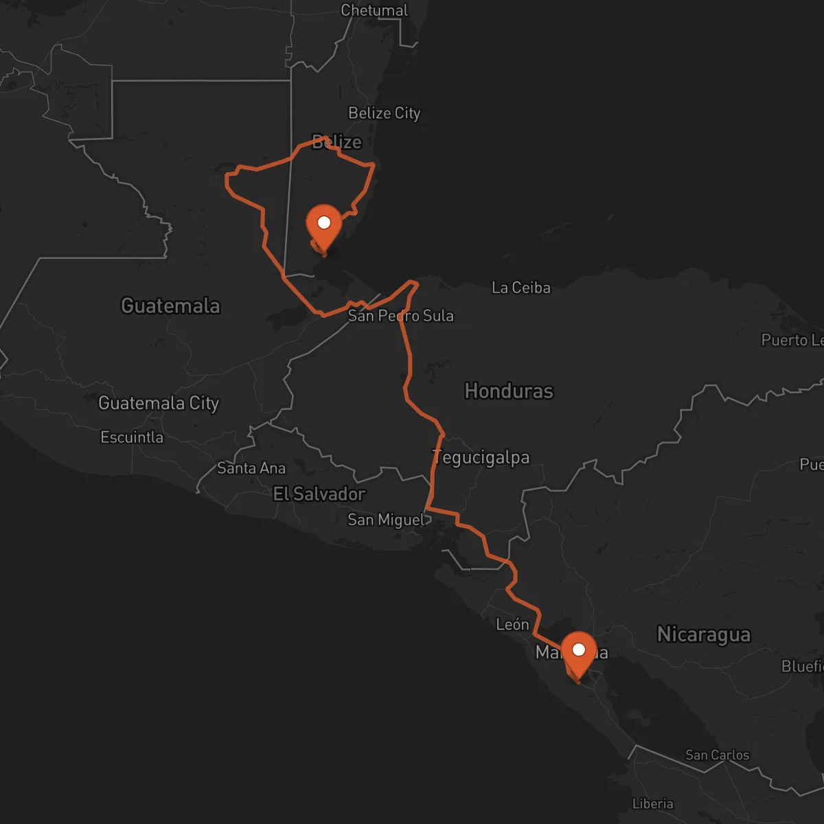 Ruta Punta Gorda - Jinotepe