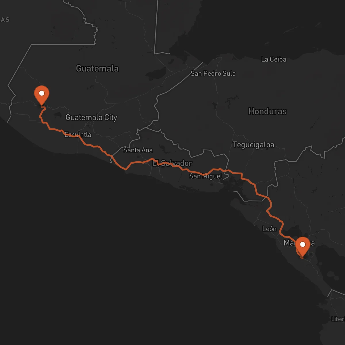 Ruta Quetzaltenango - Jinotepe