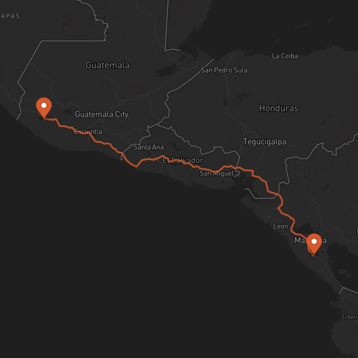 Ruta Jinotepe - Retalhuleu