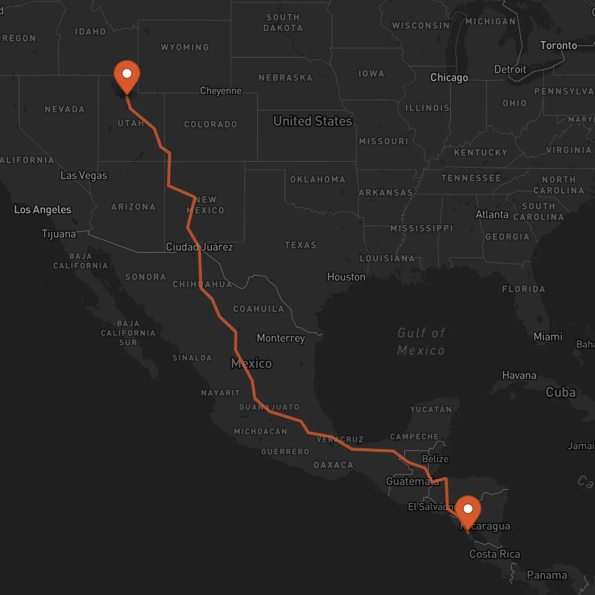 Ruta Salt Lake City - Jinotepe