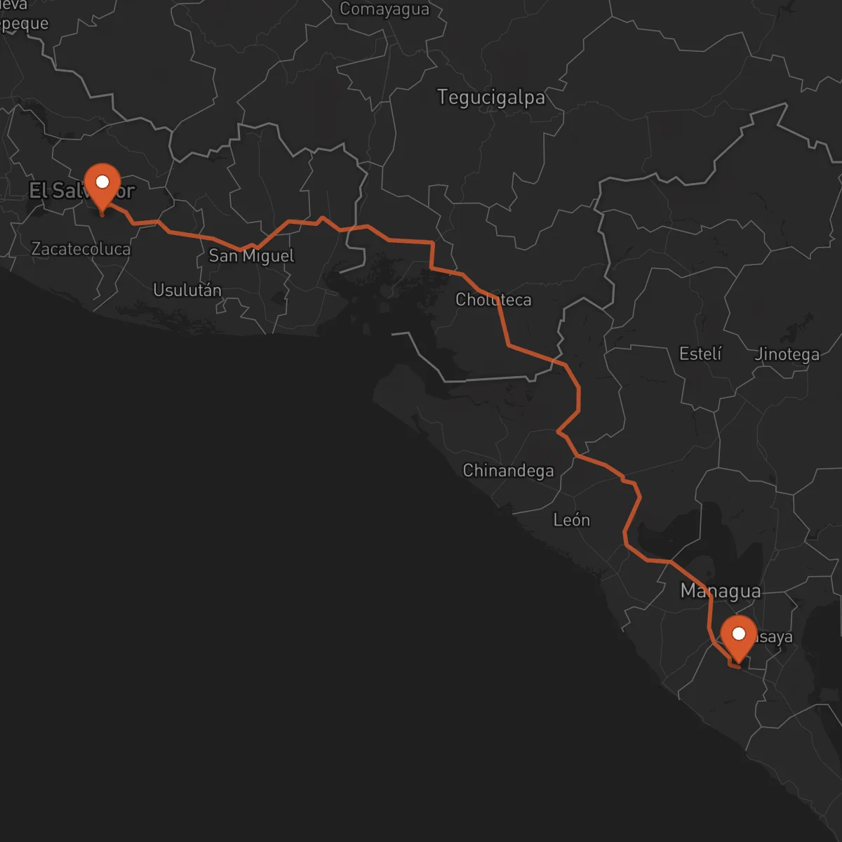 Ruta Jinotepe - San Vicente