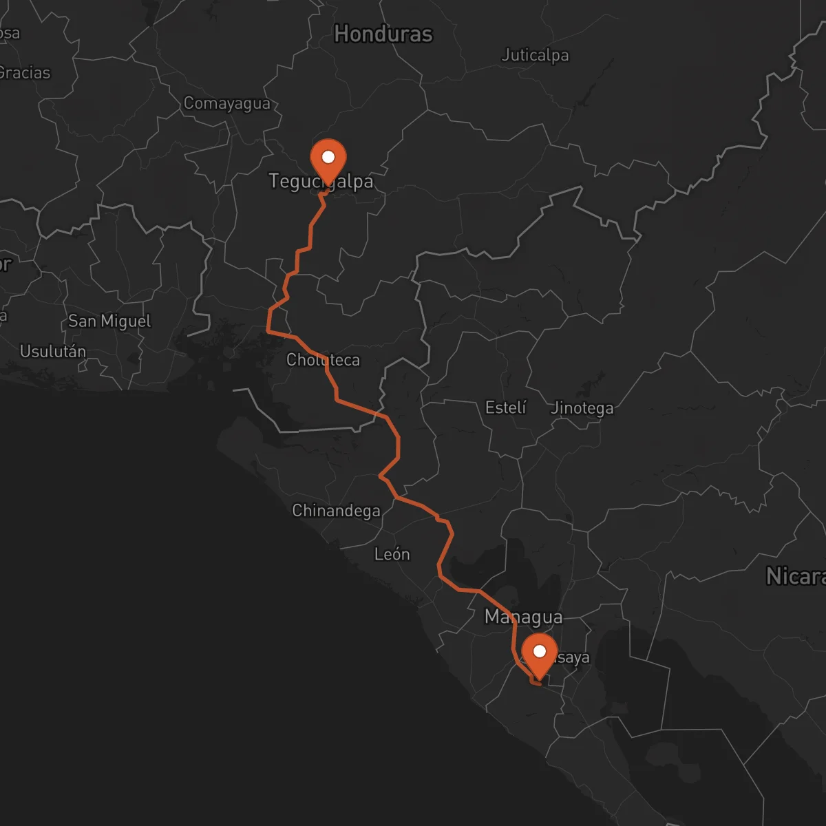 Ruta Jinotepe - Tegucigalpa