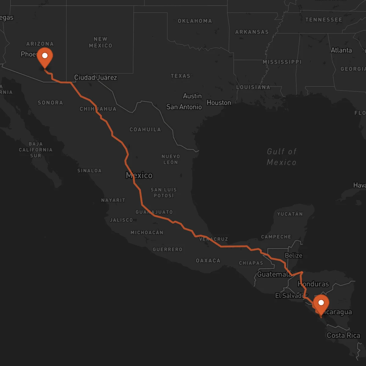 Ruta Tucson - Jinotepe