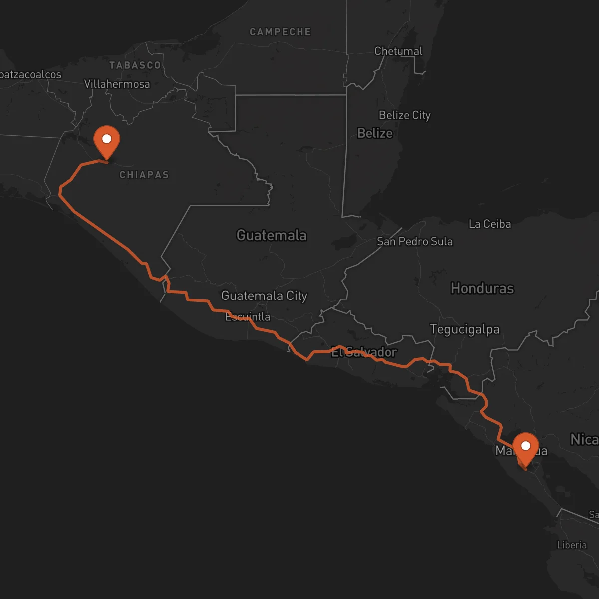 Ruta Jinotepe - Tuxtla Gutiérrez