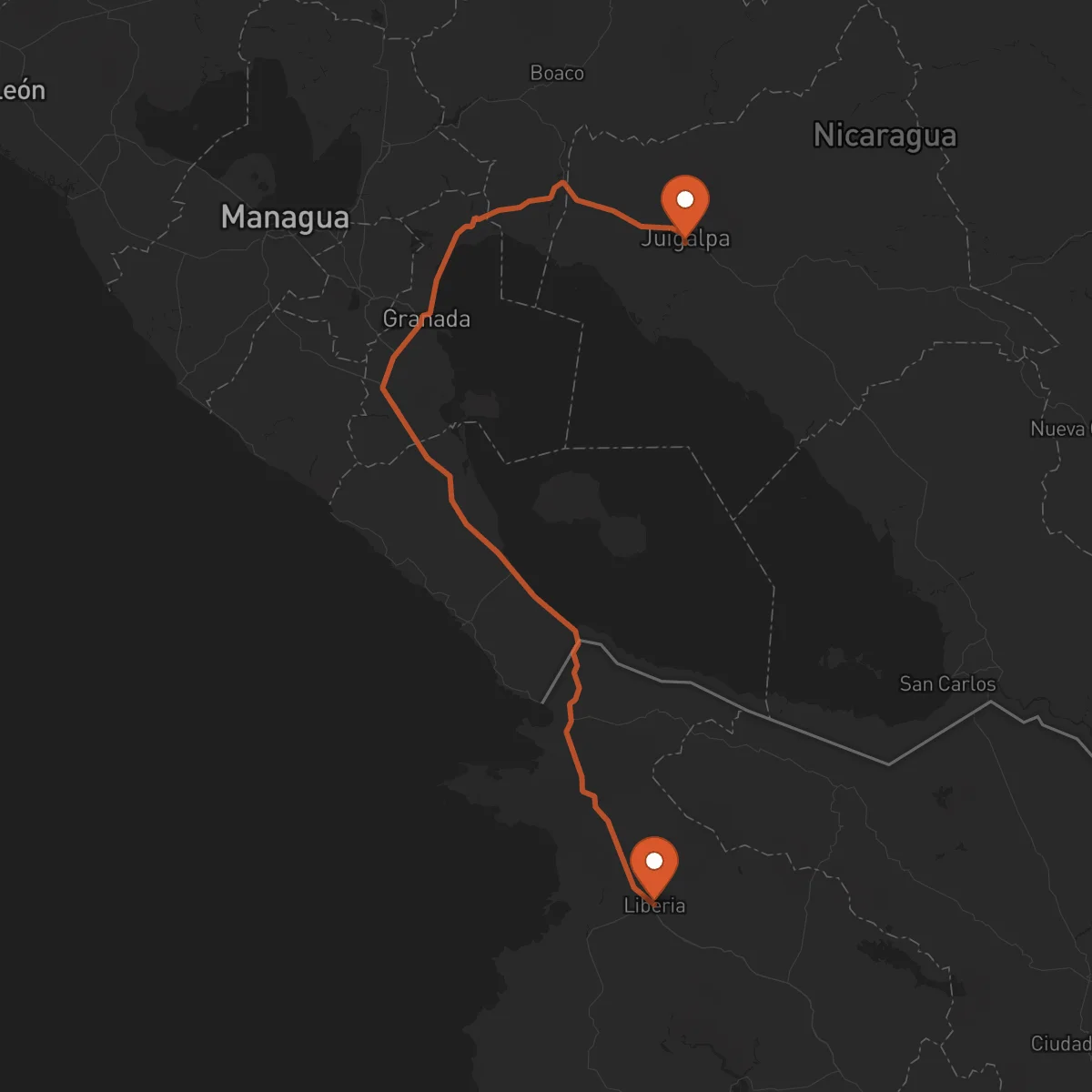 Ruta Liberia - Juigalpa