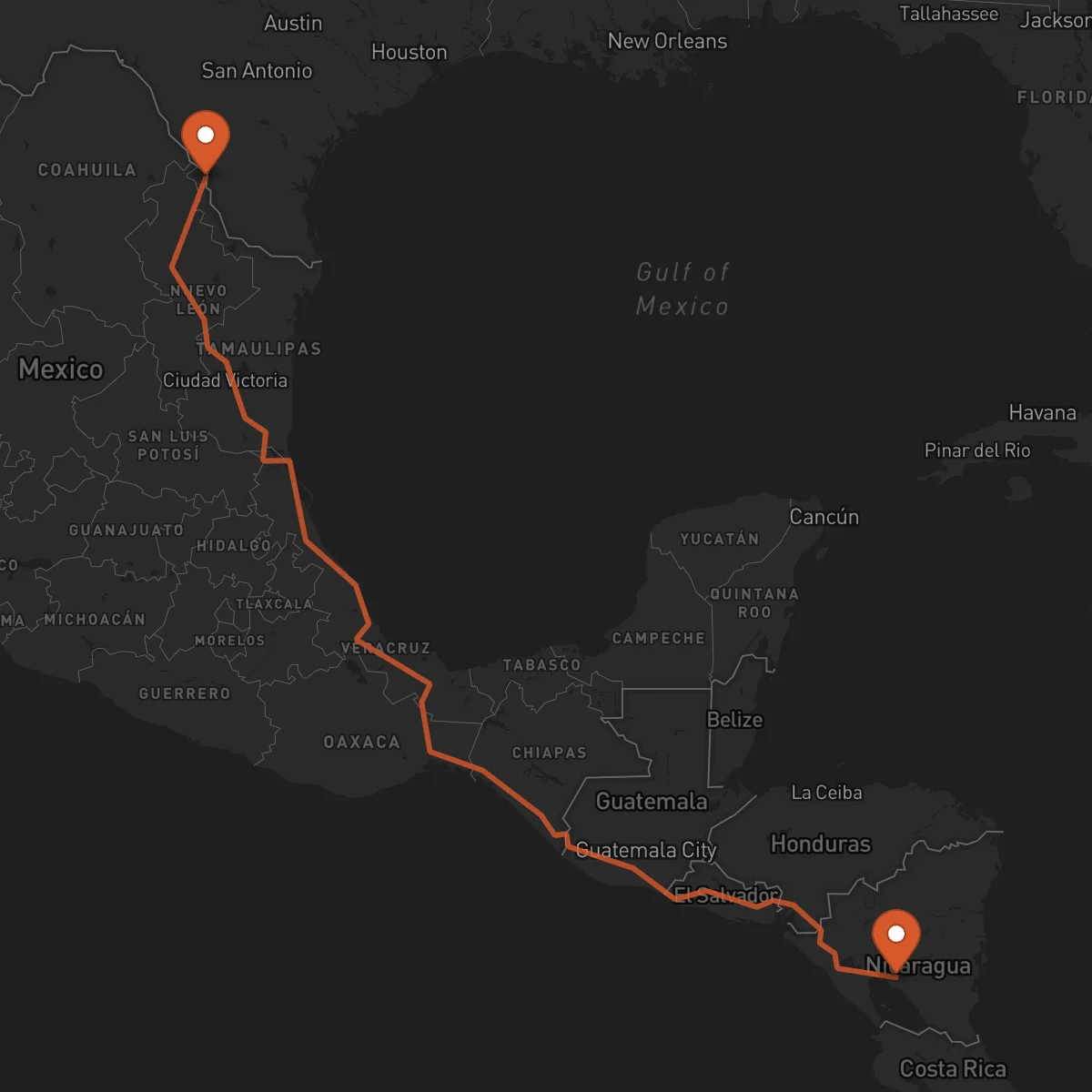 Ruta Juigalpa - Nuevo Laredo