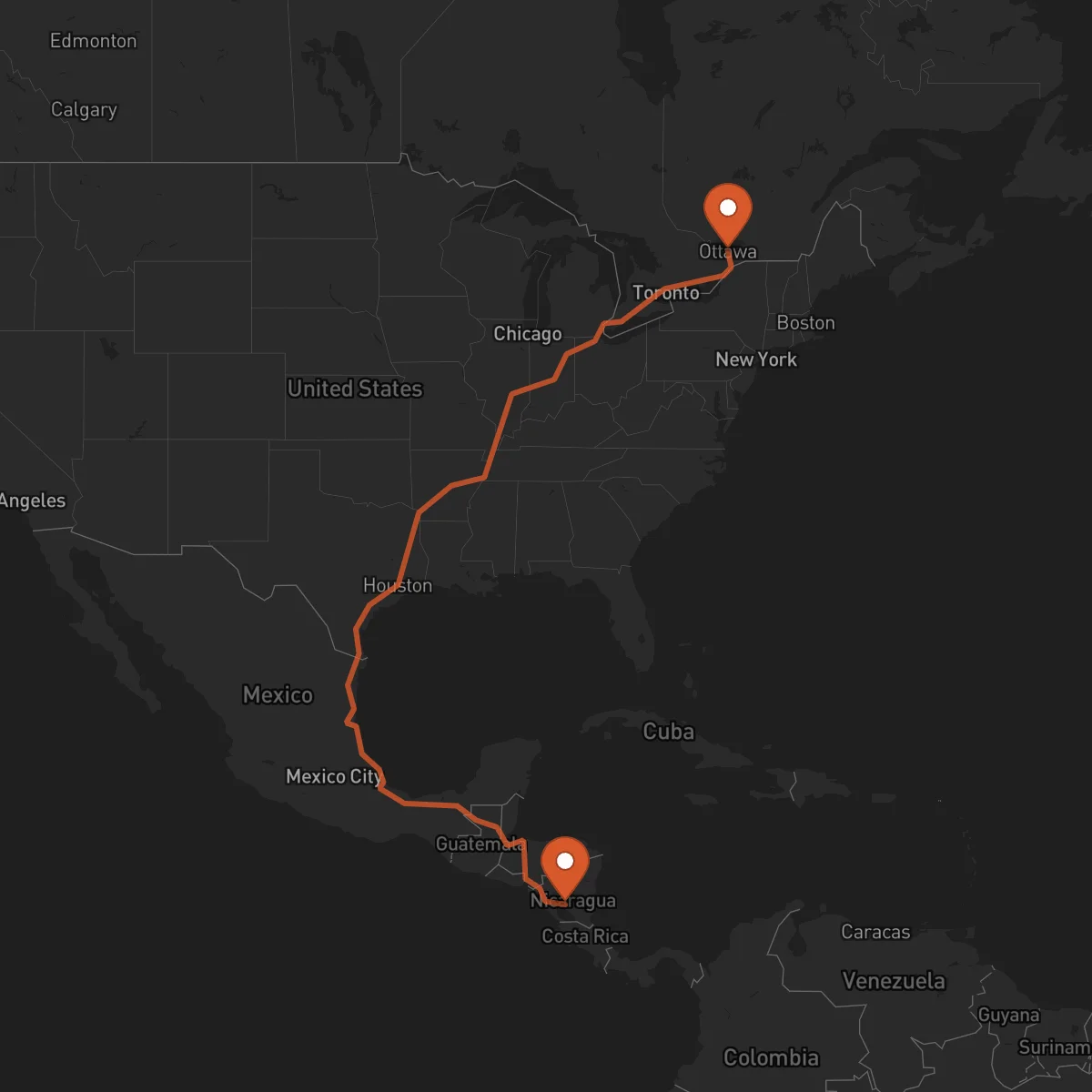 Ruta Ottawa - Juigalpa