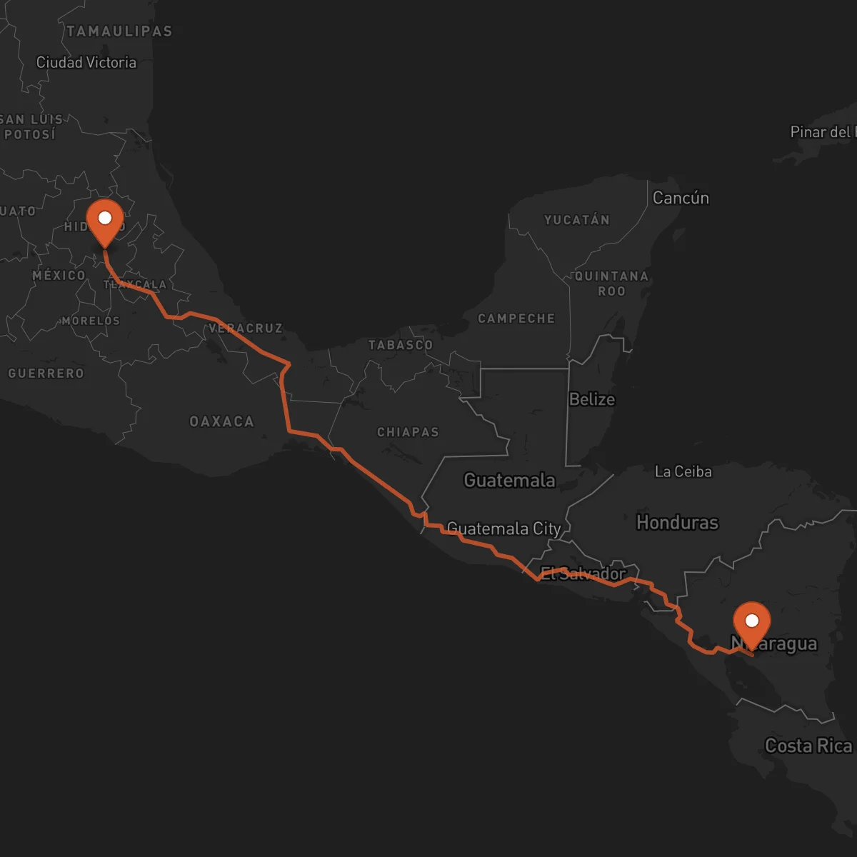 Ruta Juigalpa - Pachuca de Soto