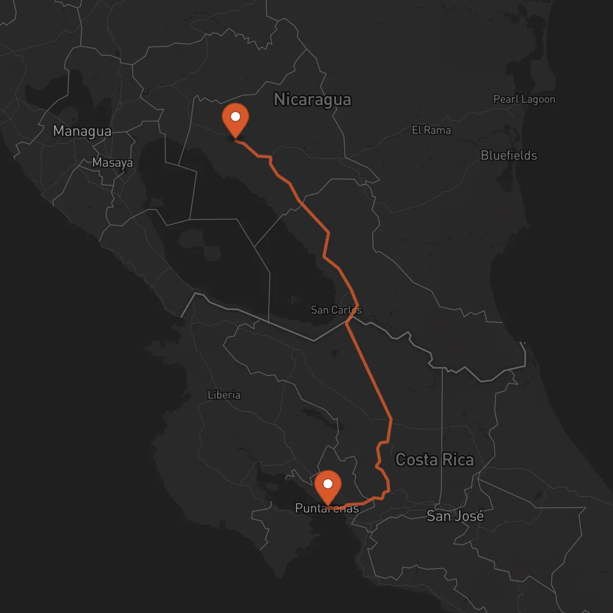 Ruta Juigalpa - Puntarenas