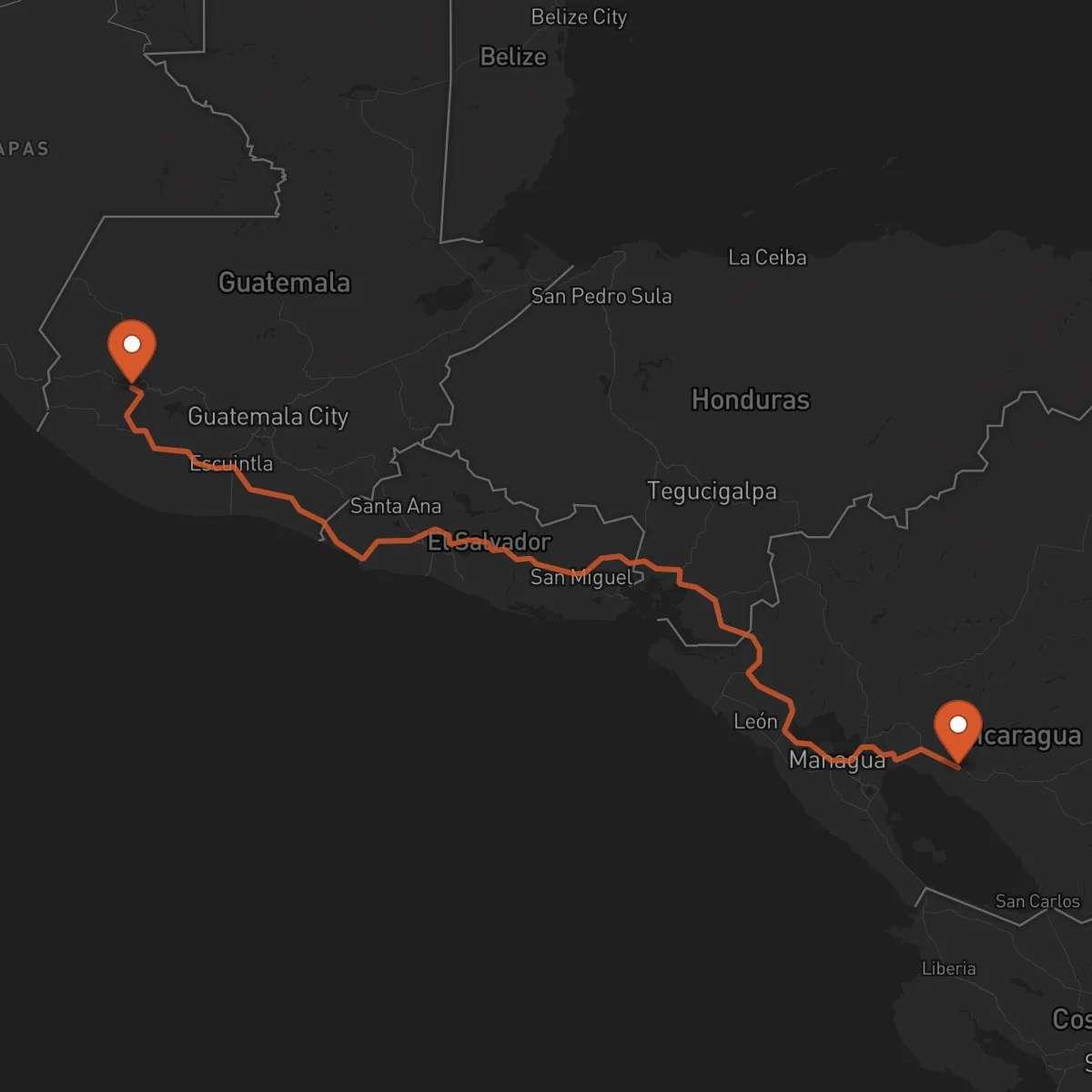 Ruta Juigalpa - Quetzaltenango