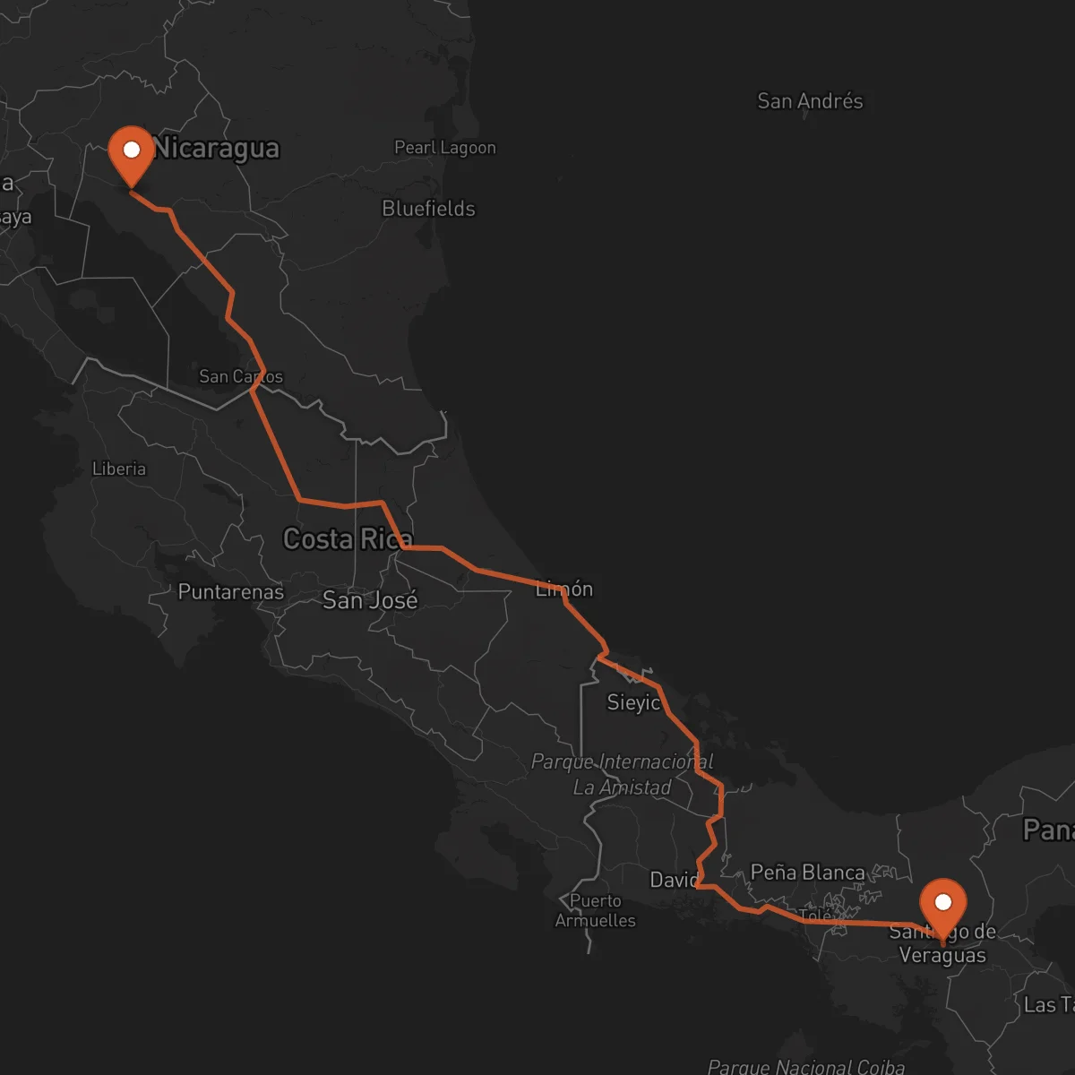 Ruta Santiago de Veraguas - Juigalpa