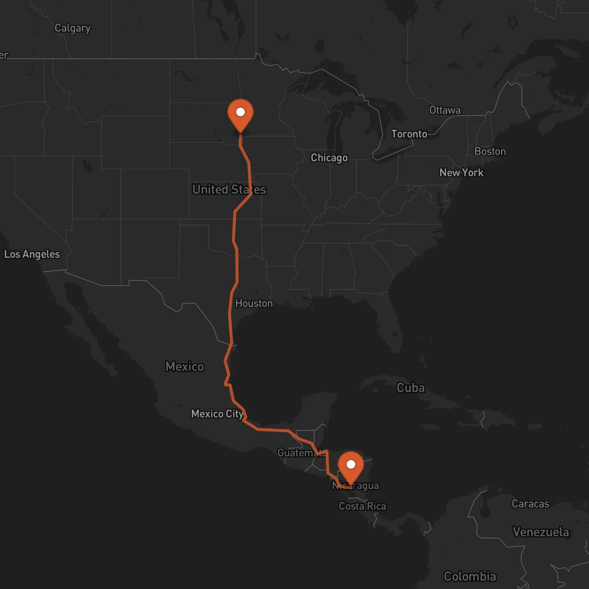 Ruta Sioux Falls - Juigalpa