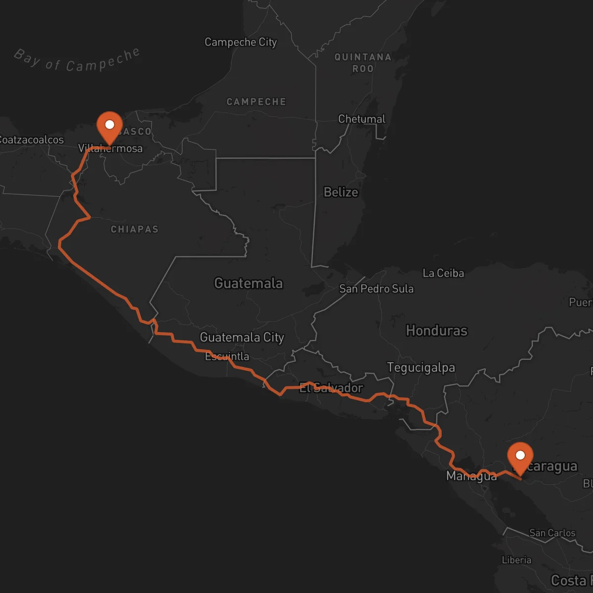 Ruta Juigalpa - Villahermosa