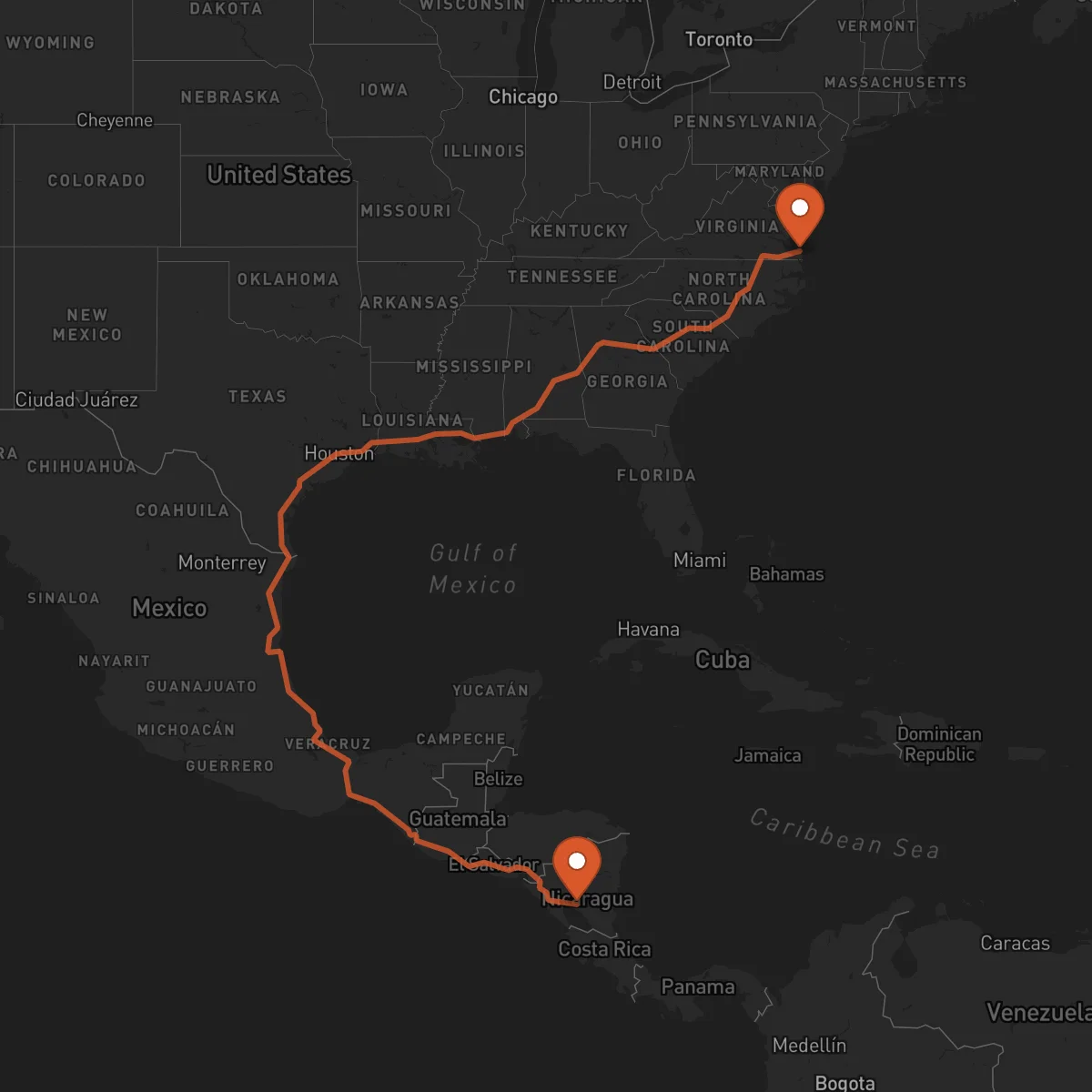 Ruta Juigalpa - Virginia Beach