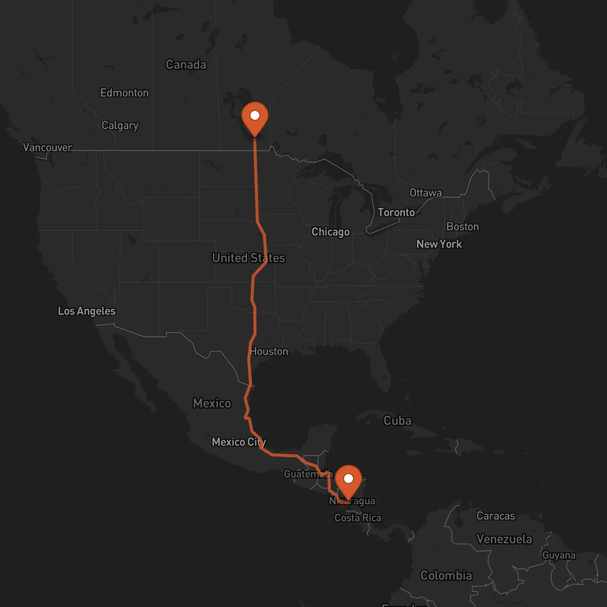 Ruta Juigalpa - Winnipeg