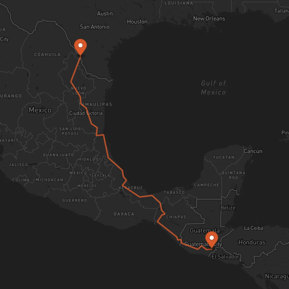 Ruta Nuevo Laredo - Jutiapa