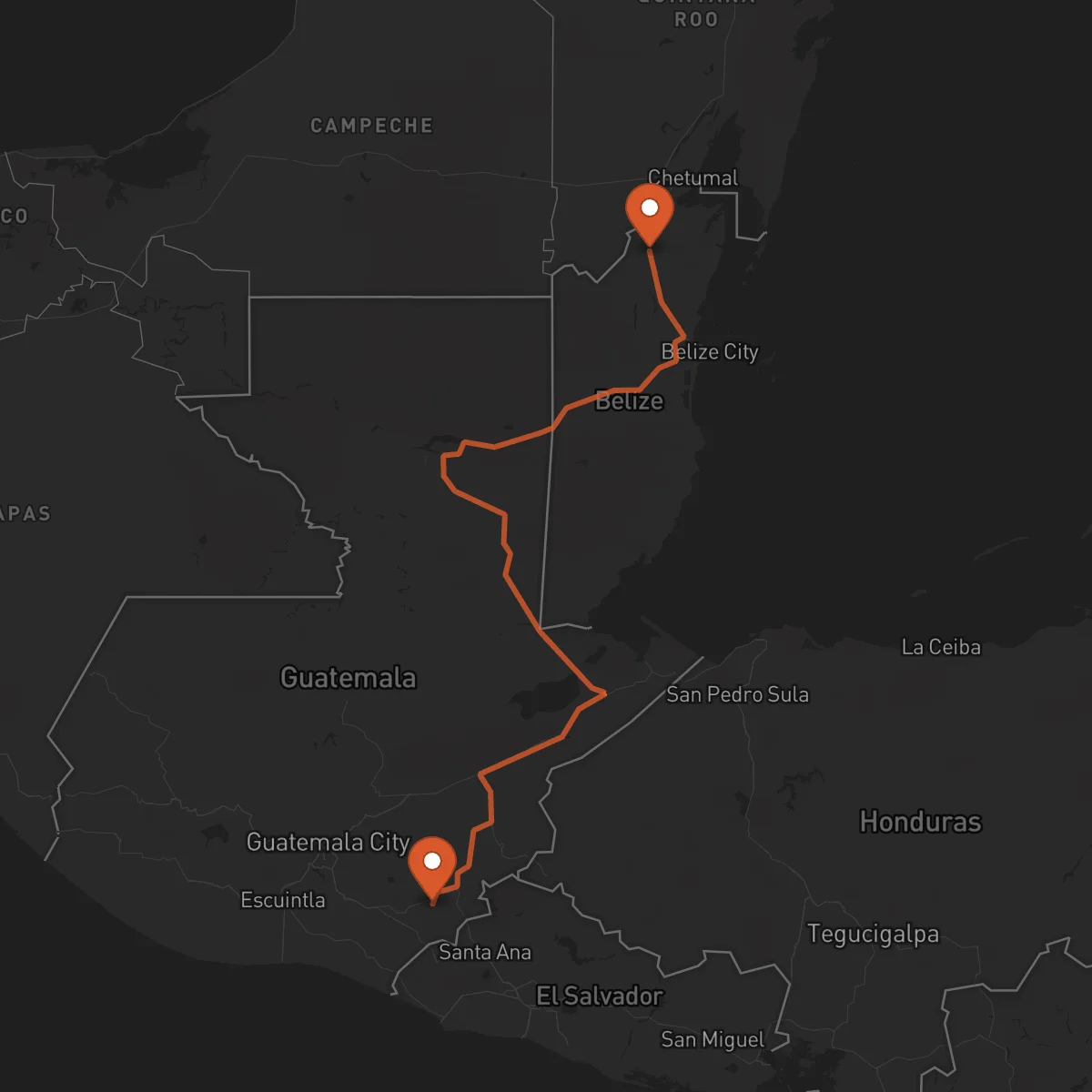 Ruta Jutiapa - Orange Walk Town