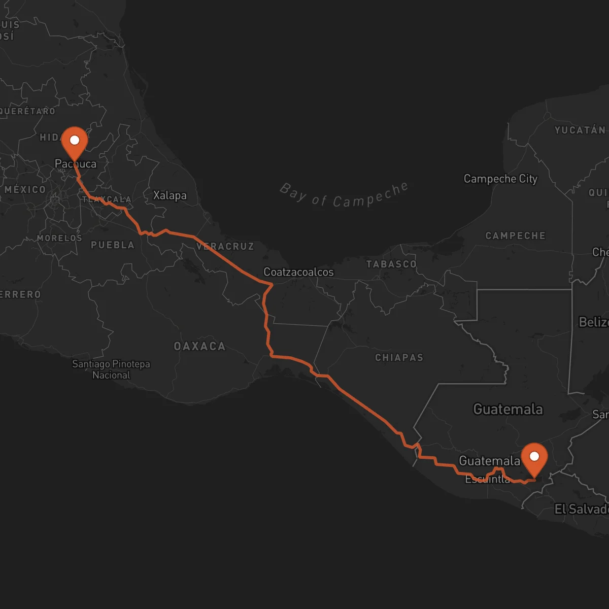 Ruta Pachuca de Soto - Jutiapa