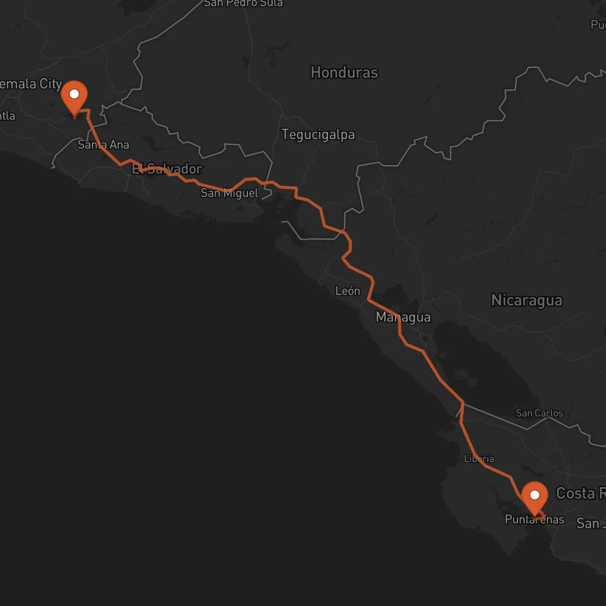 Ruta Jutiapa - Puntarenas