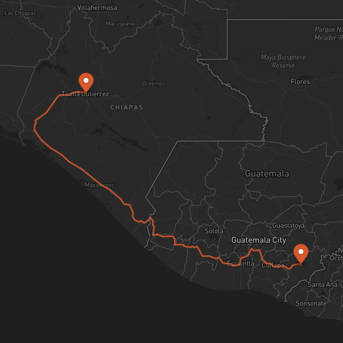 Ruta Tuxtla Gutiérrez - Jutiapa