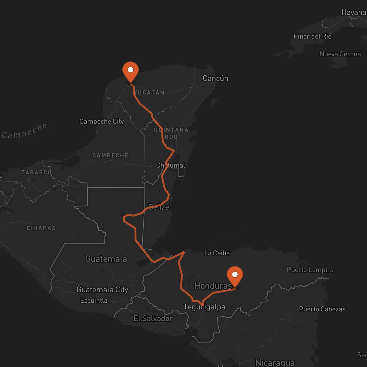 Ruta Juticalpa - Mérida