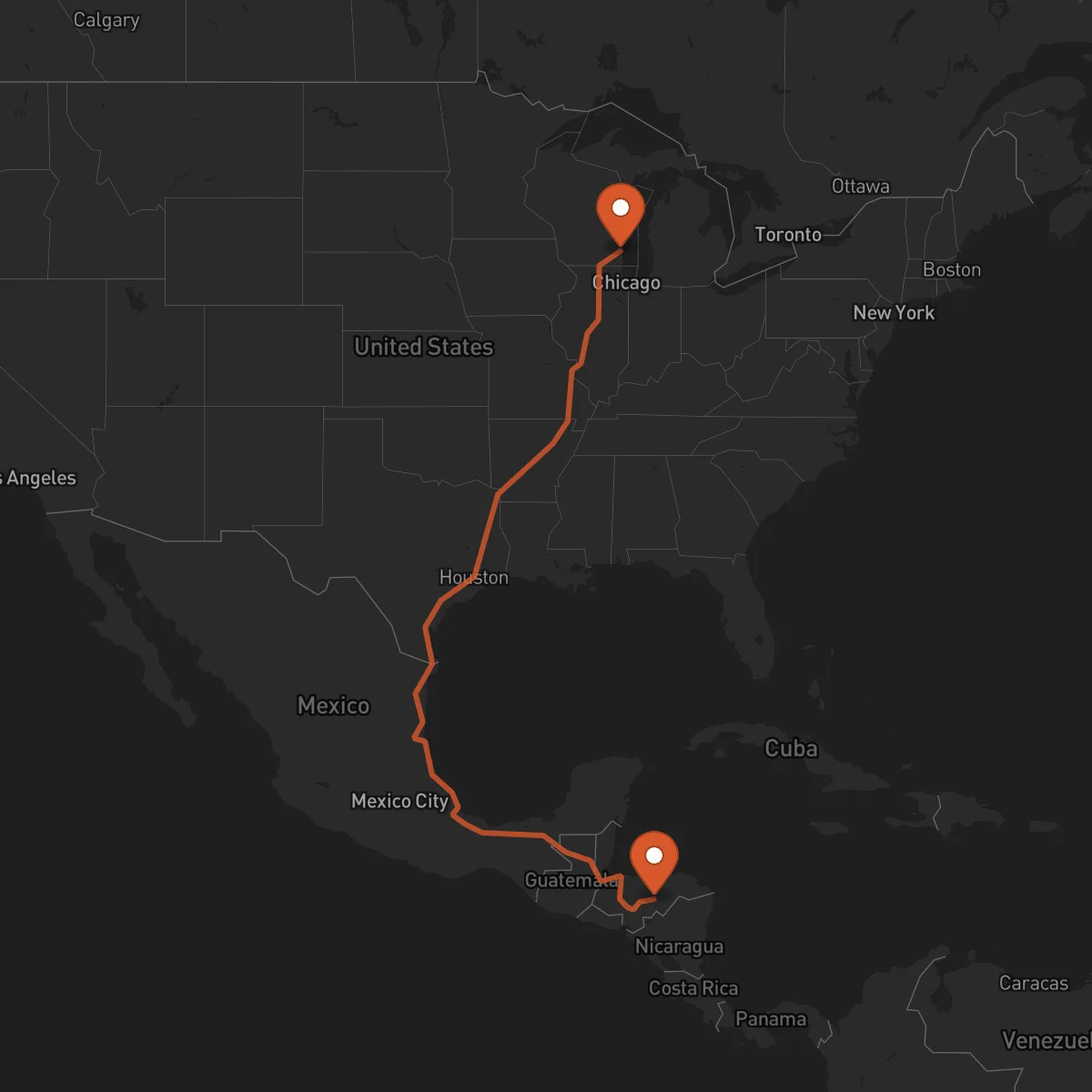 Ruta Milwaukee - Juticalpa