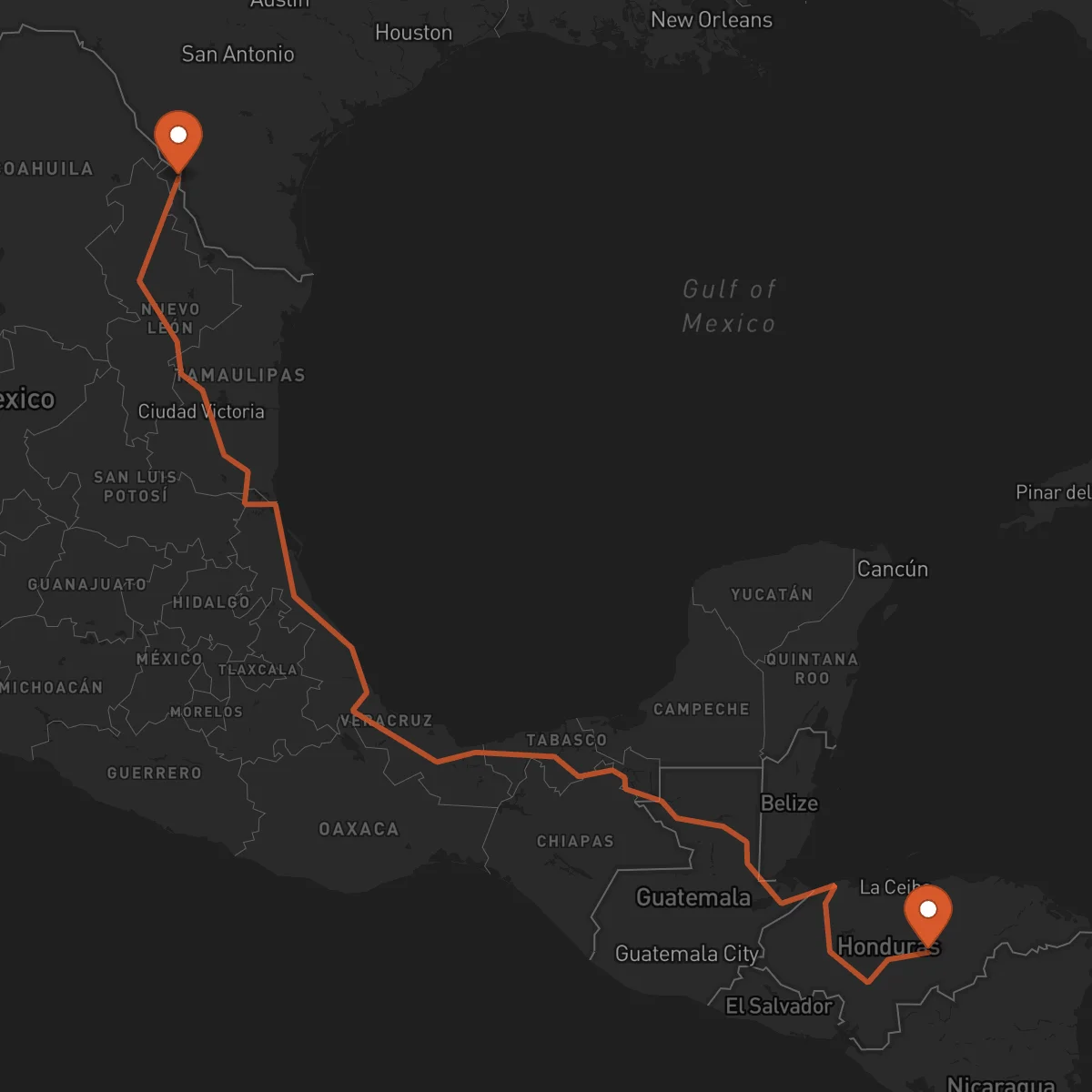 Ruta Juticalpa - Nuevo Laredo