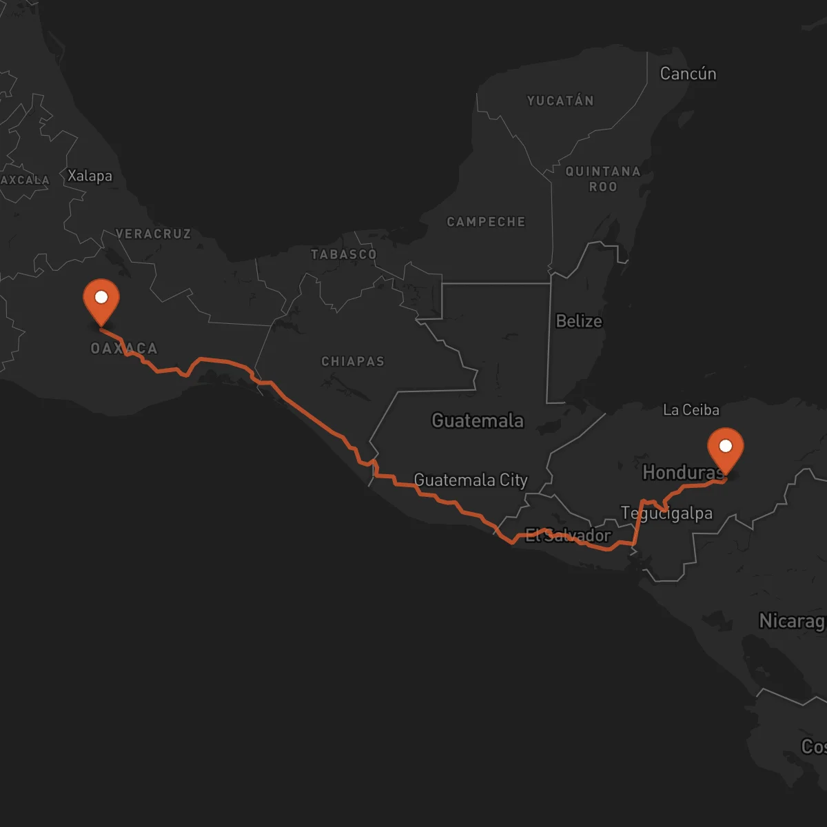 Ruta Juticalpa - Oaxaca de Juárez