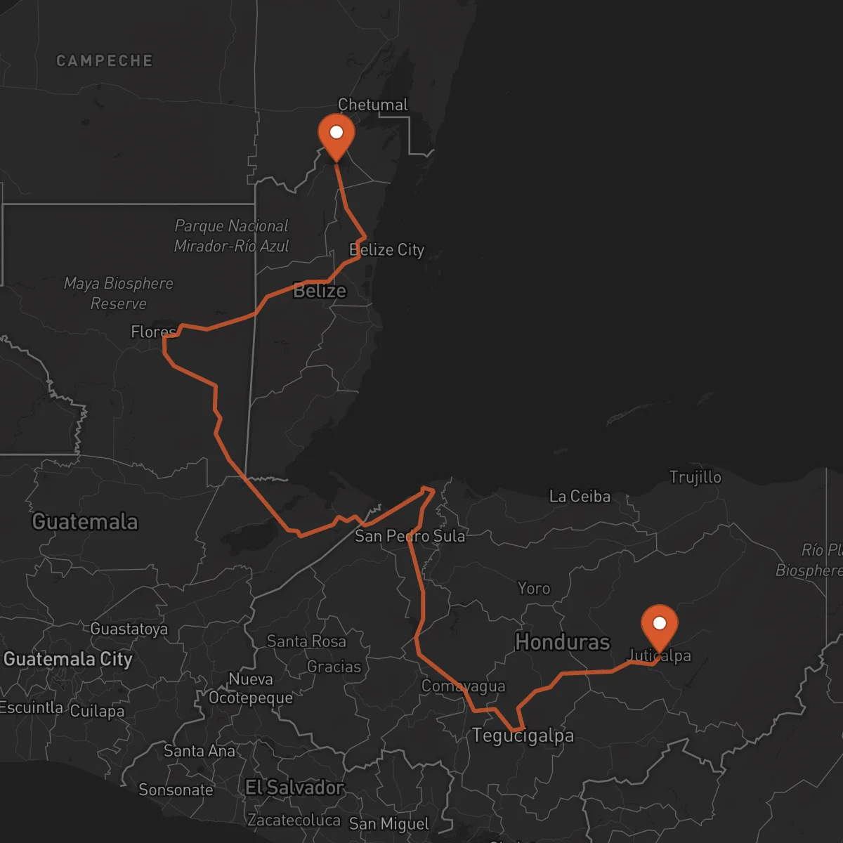 Ruta Juticalpa - Orange Walk Town