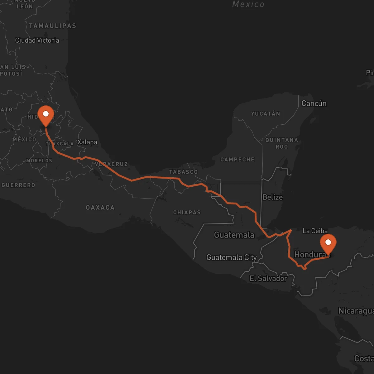 Ruta Pachuca de Soto - Juticalpa