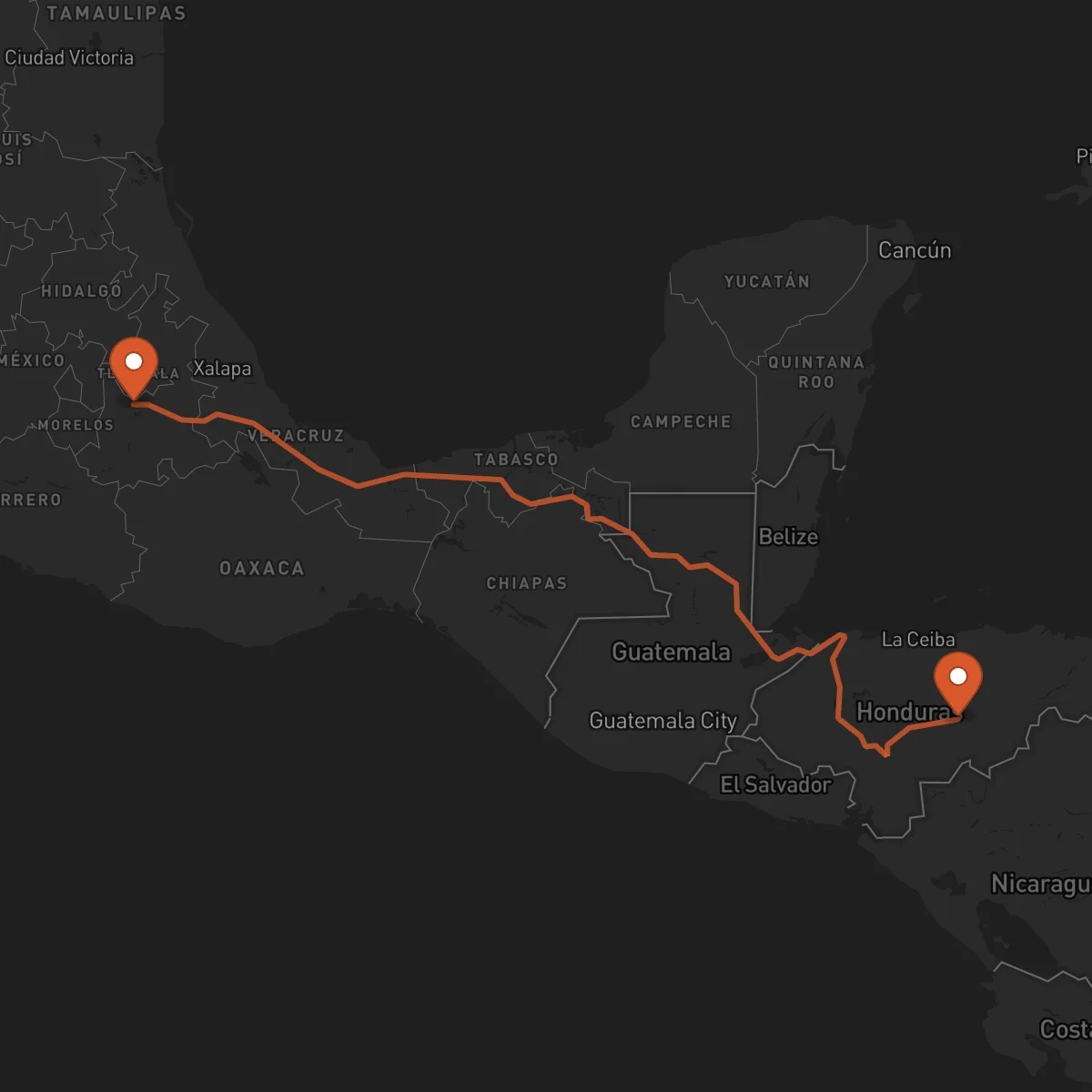 Ruta Puebla - Juticalpa