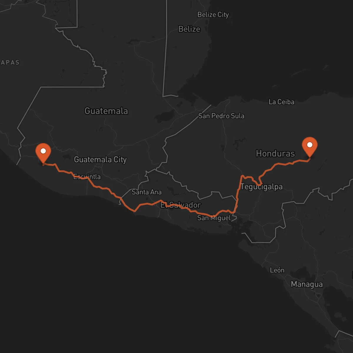 Ruta Juticalpa - Retalhuleu