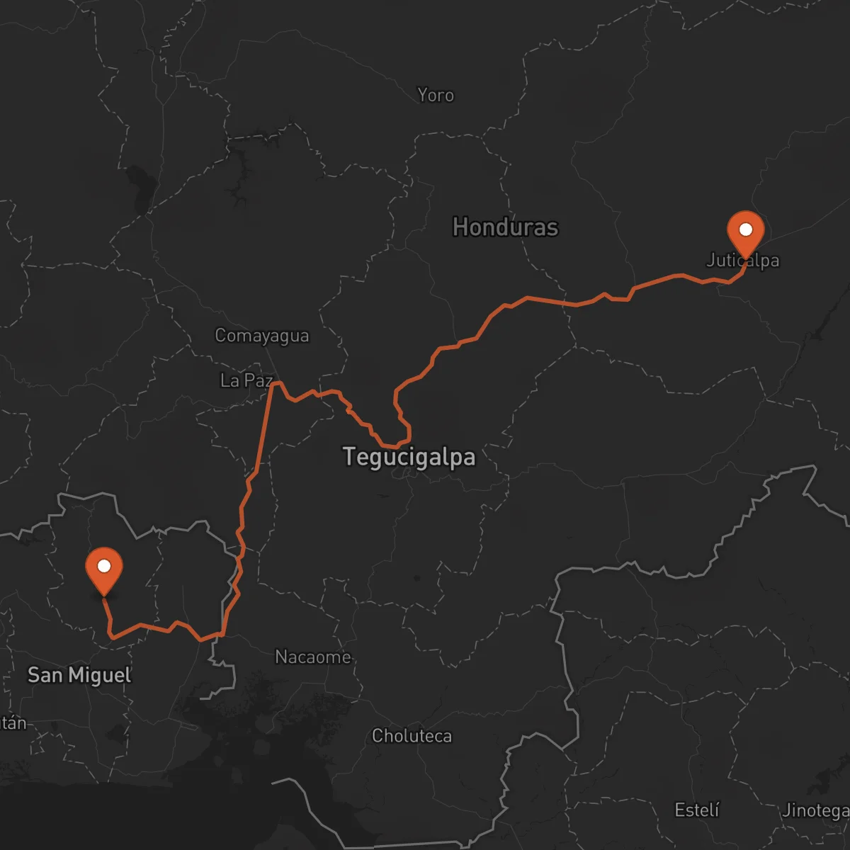 Ruta San Francisco Gotera - Juticalpa