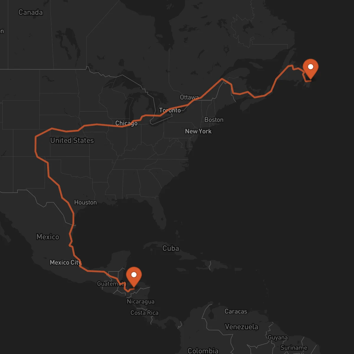 Ruta San Juan de Terranova (St. John's) - Juticalpa
