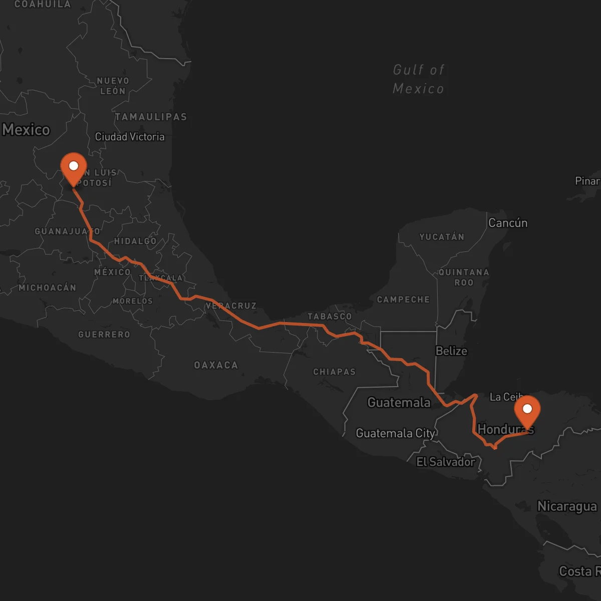 Ruta San Luis Potosí - Juticalpa