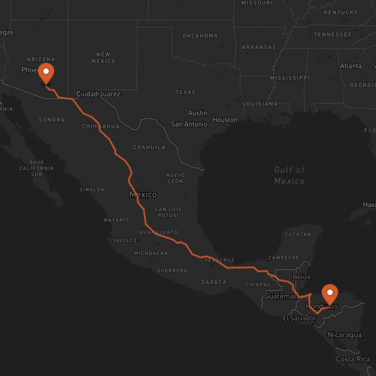 Ruta Tucson - Juticalpa