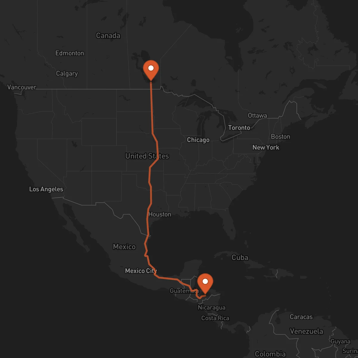Ruta Juticalpa - Winnipeg