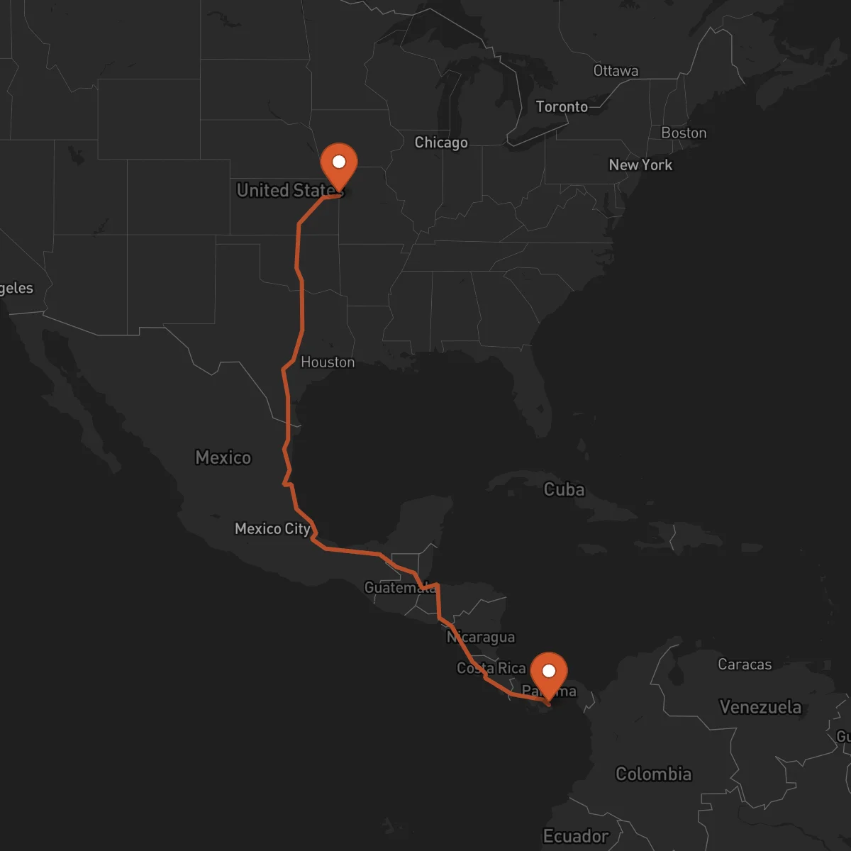 Ruta Kansas City - Las Tablas