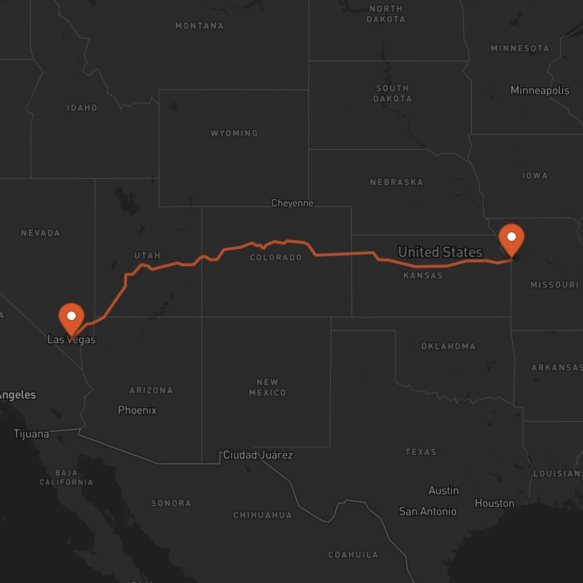 Ruta Kansas City - Las Vegas