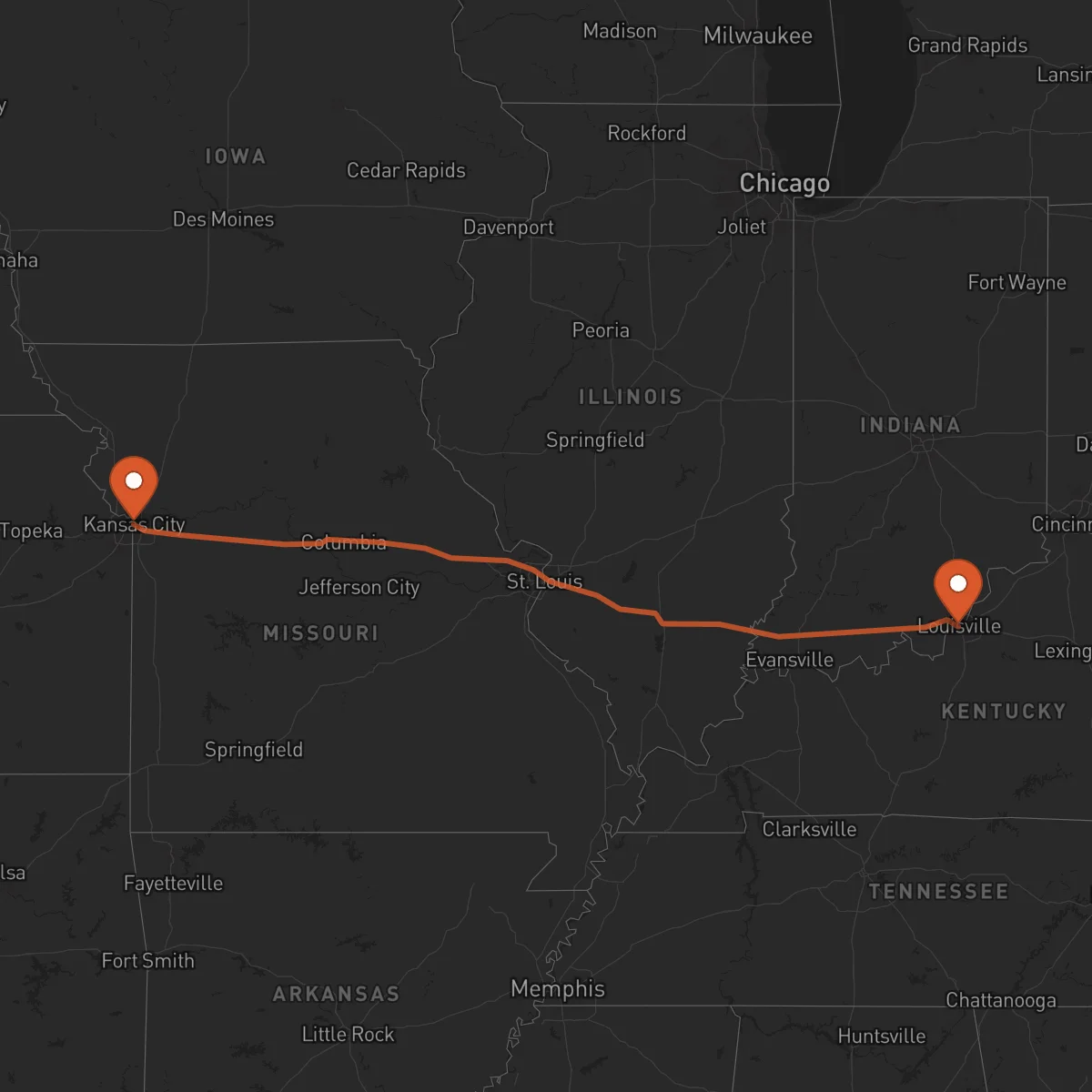 Ruta Kansas City - Louisville