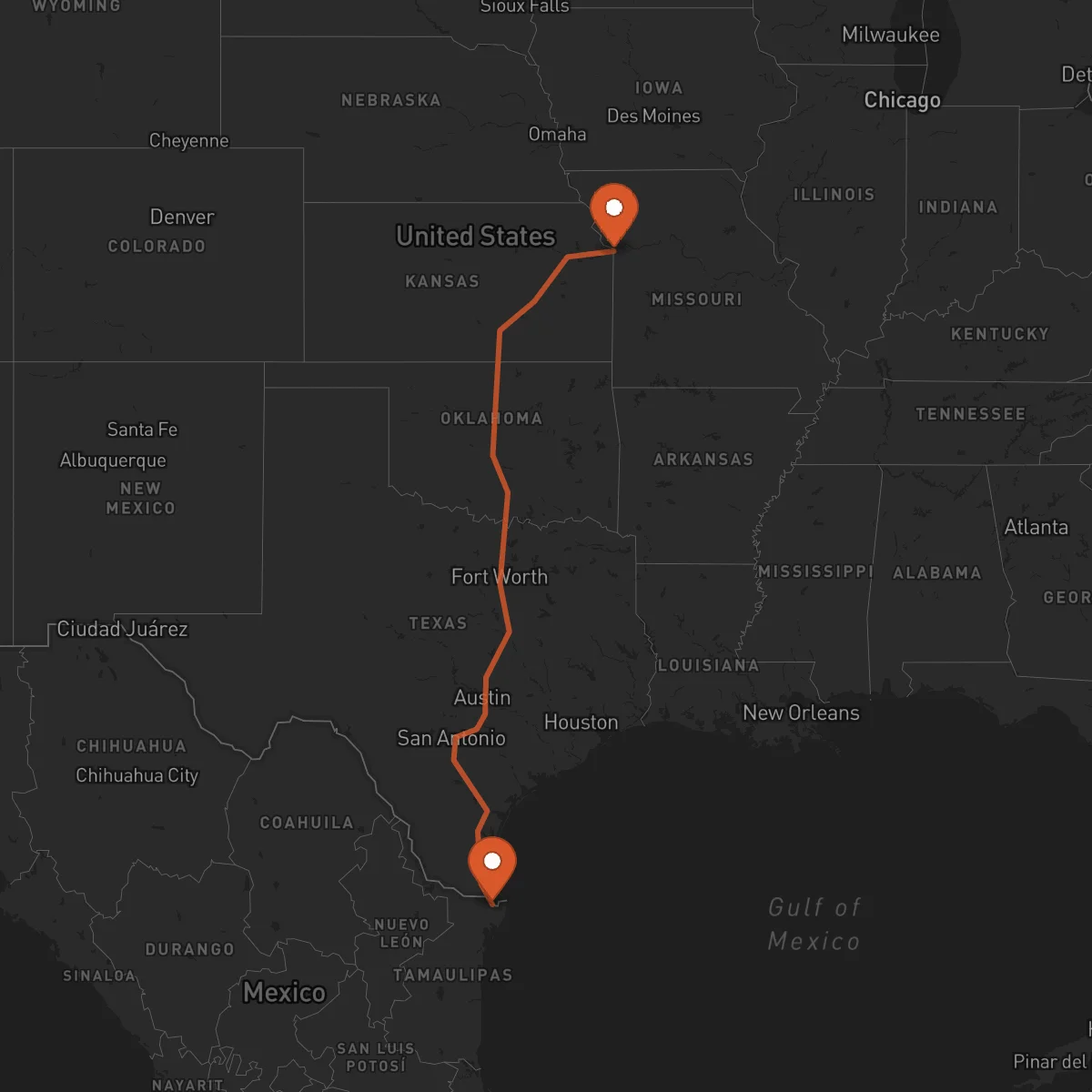 Ruta Matamoros - Kansas City