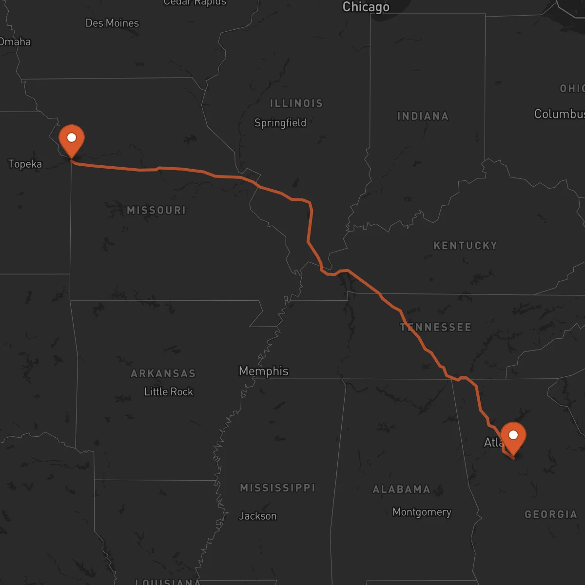Ruta Kansas City - McDonough