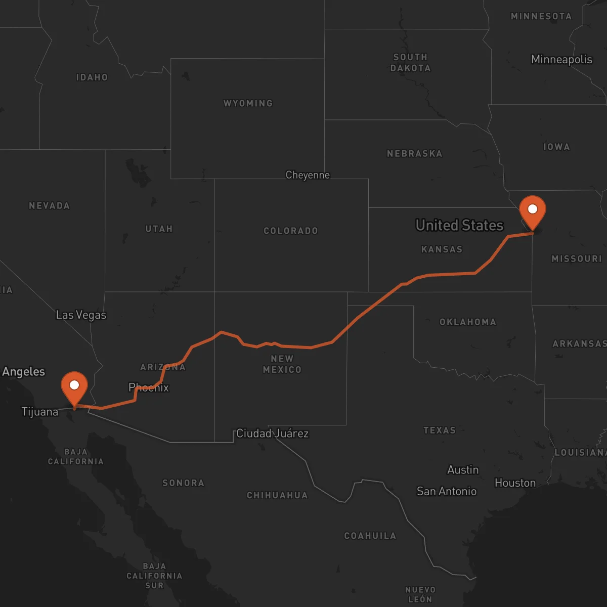 Ruta Kansas City - Mexicali