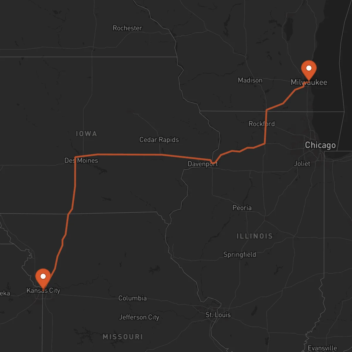 Ruta Milwaukee - Kansas City