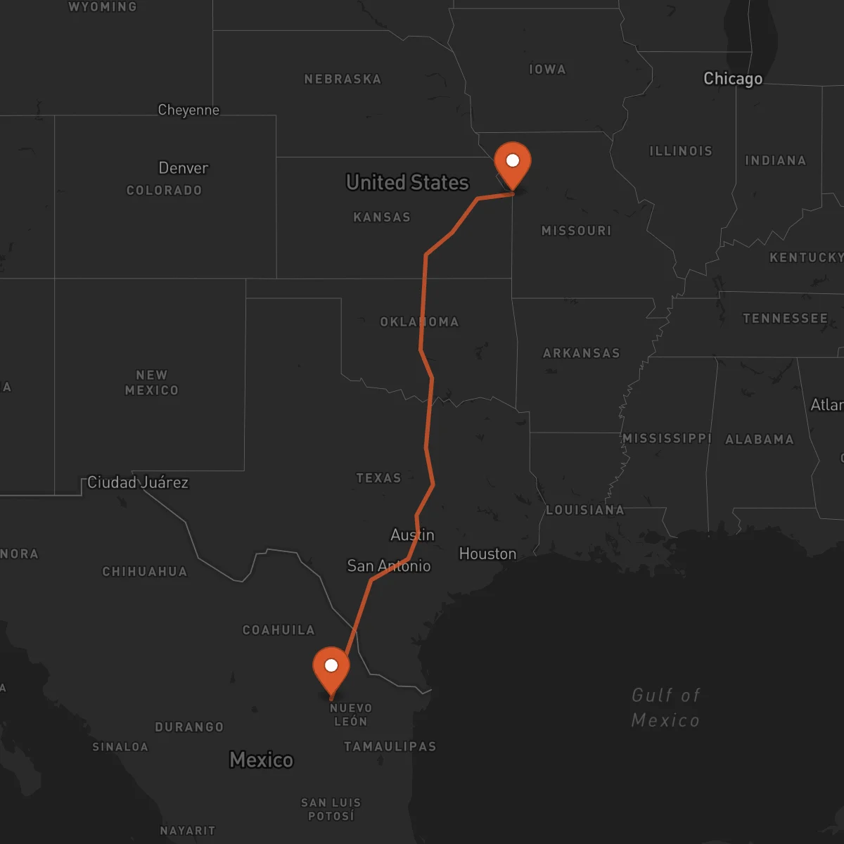 Ruta Monterrey - Kansas City